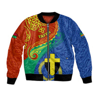 Tafea Day Bomber Jacket Sand Drawing Vanuatuan Pattern LT05 Unisex Blue - Polynesian Pride