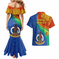 Tafea Day Couples Matching Mermaid Dress and Hawaiian Shirt Sand Drawing Vanuatuan Pattern LT05 - Polynesian Pride