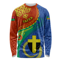 Tafea Day Long Sleeve Shirt Sand Drawing Vanuatuan Pattern LT05 Unisex Blue - Polynesian Pride