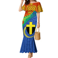 Tafea Day Mermaid Dress Sand Drawing Vanuatuan Pattern LT05 Women Blue - Polynesian Pride