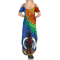 Personalized Tafea Day Summer Maxi Dress Sand Drawing Vanuatuan Pattern LT05 - Polynesian Pride