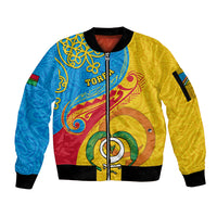 Torba Day Sleeve Zip Bomber Jacket Sand Drawing Vanuatuan Pattern LT05 Unisex Yellow - Polynesian Pride