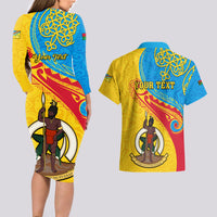 Personalized Torba Day Couples Matching Long Sleeve Bodycon Dress and Hawaiian Shirt Sand Drawing Vanuatuan Pattern LT05 - Polynesian Pride
