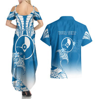 Personalised FSM Yap Constitution Day Couples Matching Summer Maxi Dress and Hawaiian Shirt Polynesian Batoids LT05 - Polynesian Pride
