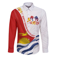 Personalised Kiribati Human Rights Day Family Matching Mermaid Dress and Hawaiian Shirt Polynesian Style LT05 Dad's Shirt - Long Sleeve White - Polynesian Pride
