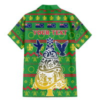 Personalised Cook Islands Christmas Family Matching Mermaid Dress and Hawaiian Shirt Santa Coat Of Arms Meri Kiritimiti LT05 - Polynesian Pride