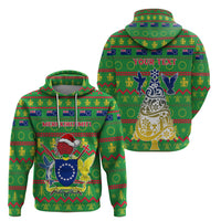 Personalised Cook Islands Christmas Hoodie Santa Coat Of Arms Meri Kiritimiti LT05 - Polynesian Pride