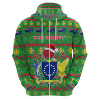 Personalised Cook Islands Christmas Hoodie Santa Coat Of Arms Meri Kiritimiti LT05 - Polynesian Pride