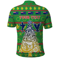 Personalised Cook Islands Christmas Polo Shirt Santa Coat Of Arms Meri Kiritimiti LT05 - Polynesian Pride