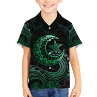 Personalised Polynesia Family Matching Summer Maxi Dress and Hawaiian Shirt With Islam Crescent And Star LT05 Son's Shirt Green - Polynesian Pride