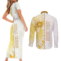 Personalised Polynesia Couples Matching Short Sleeve Bodycon Dress and Long Sleeve Button Shirt Bahai Faith Symbol LT05 - Polynesian Pride