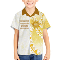 Personalised Polynesia Family Matching Long Sleeve Bodycon Dress and Hawaiian Shirt Bahai Faith Symbol LT05 Son's Shirt Yellow - Polynesian Pride