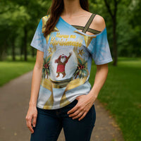 Fiji Christmas Cross Shoulder Shirt Snow Globe With Fijian Santa LT05