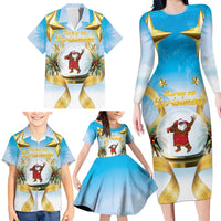 Fiji Christmas Family Matching Long Sleeve Bodycon Dress and Hawaiian Shirt Snow Globe With Fijian Santa LT05