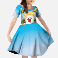 Fiji Christmas Family Matching Short Sleeve Bodycon Dress and Hawaiian Shirt Snow Globe With Fijian Santa LT05