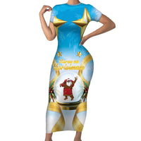 Fiji Christmas Family Matching Short Sleeve Bodycon Dress and Hawaiian Shirt Snow Globe With Fijian Santa LT05