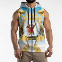 Fiji Christmas Sleeveless Zip Hoodie Snow Globe With Fijian Santa LT05 - Polynesian Pride