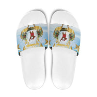 Fiji Christmas Slide Sandals Snow Globe With Fijian Santa LT05 - Polynesian Pride