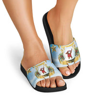 Fiji Christmas Slide Sandals Snow Globe With Fijian Santa LT05 - Polynesian Pride