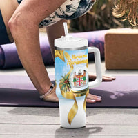 Fiji Christmas Tumbler With Handle Snow Globe With Fijian Santa LT05