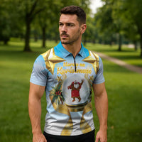 Fiji Christmas Zipper Polo Shirt Snow Globe With Fijian Santa LT05 - Polynesian Pride