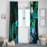 Hawaii Humuhumu Reef Triggerfish Window Curtain Turquoise With Plumeria LT05 - Polynesian Pride