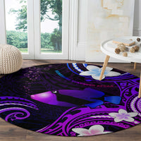Hawaii Humuhumu Reef Triggerfish Round Carpet Violet With Plumeria LT05 - Polynesian Pride
