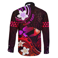 Personalised Hawaii Humuhumu Reef Triggerfish Family Matching Off Shoulder Maxi Dress and Hawaiian Shirt Maroon With Plumeria LT05 - Polynesian Pride