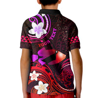 Personalised Hawaii Humuhumu Reef Triggerfish Kid Polo Shirt Maroon With Plumeria LT05 - Polynesian Pride