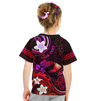 Personalised Hawaii Humuhumu Reef Triggerfish Kid T Shirt Maroon With Plumeria LT05 - Polynesian Pride