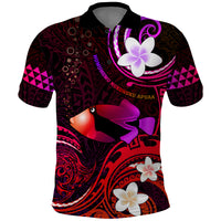 Personalised Hawaii Humuhumu Reef Triggerfish Polo Shirt Maroon With Plumeria LT05 Maroon - Polynesian Pride
