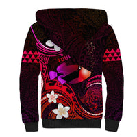 Personalised Hawaii Humuhumu Reef Triggerfish Sherpa Hoodie Maroon With Plumeria LT05 - Polynesian Pride