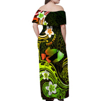 Personalised Hawaii Humuhumu Reef Triggerfish Family Matching Off Shoulder Maxi Dress and Hawaiian Shirt Reggae With Plumeria LT05 - Polynesian Pride