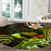 Hawaii Humuhumu Reef Triggerfish Round Carpet Reggae With Plumeria LT05 - Polynesian Pride