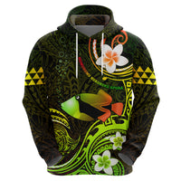 Personalised Hawaii Humuhumu Reef Triggerfish Zip Hoodie Reggae With Plumeria LT05 - Polynesian Pride