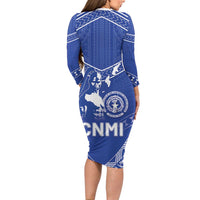 Northern Mariana Islands Family Matching Long Sleeve Bodycon Dress and Hawaiian Shirt Chamorro Warrior Tribal Pattern