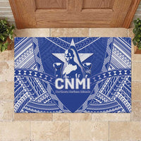 Northern Mariana Islands Rubber Doormat Chamorro Warrior Tribal Pattern LT05 Blue - Polynesian Pride