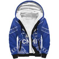 Northern Mariana Islands Sherpa Hoodie Chamorro Warrior Tribal Pattern LT05 Unisex Blue - Polynesian Pride