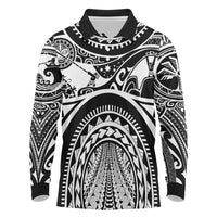 Polynesia Maui Tattoo Inspired Long Sleeve Polo Shirt Black Version