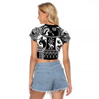 Polynesia Maui Tattoo Inspired Raglan Cropped T Shirt Black Version LT05 - Polynesian Pride