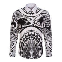 Polynesia Maui Tattoo Inspired Long Sleeve Button Shirt White Version