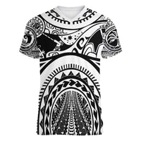 Polynesia Maui Tattoo Inspired Women V-Neck T-Shirt White Version LT05 Female White - Polynesian Pride