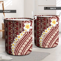 Red Vintage Tonga Ngatu Pattern With Plumeria Laundry Basket LT05 - Polynesian Pride