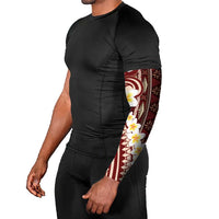 Red Vintage Tonga Ngatu Pattern With Plumeria Arm Sleeves LT05 - Polynesian Pride