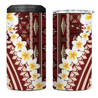 Red Vintage Tonga Ngatu Pattern With Plumeria 4 in 1 Can Cooler Tumbler LT05 One Size: 16 oz Red - Polynesian Pride