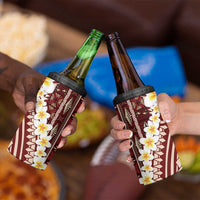 Red Vintage Tonga Ngatu Pattern With Plumeria 4 in 1 Can Cooler Tumbler LT05 - Polynesian Pride