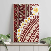 Red Vintage Tonga Ngatu Pattern With Plumeria Canvas Wall Art LT05 - Polynesian Pride
