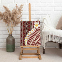 Red Vintage Tonga Ngatu Pattern With Plumeria Canvas Wall Art LT05 - Polynesian Pride