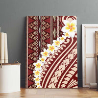 Red Vintage Tonga Ngatu Pattern With Plumeria Canvas Wall Art LT05 - Polynesian Pride