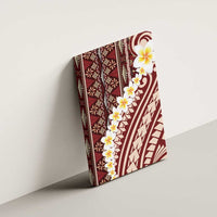 Red Vintage Tonga Ngatu Pattern With Plumeria Canvas Wall Art LT05 - Polynesian Pride